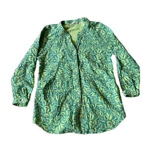 Women Floral Shirt Jacket Small Green Shaket Vacation Casual Cotton Dopamine